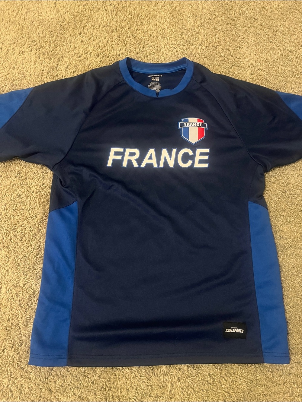 France Men's Navy and Royal Blue Short-Sleeve Soccer Jersey